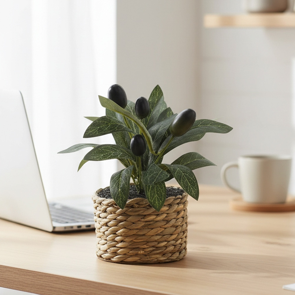 Home Office Layout - Plantes artificielles, olivier de poche, plantes