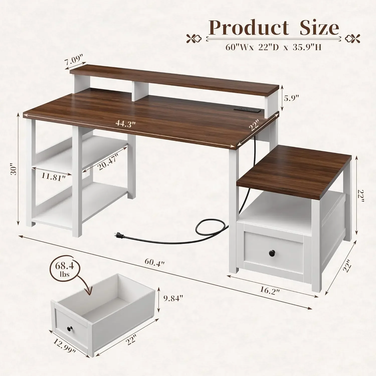Bureau de jeu blanc avec tiroi - Home Office Work Table avis et prix